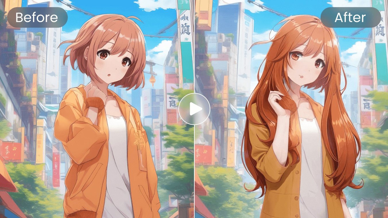 Use ai to change a short haired anime girl into a long haired one