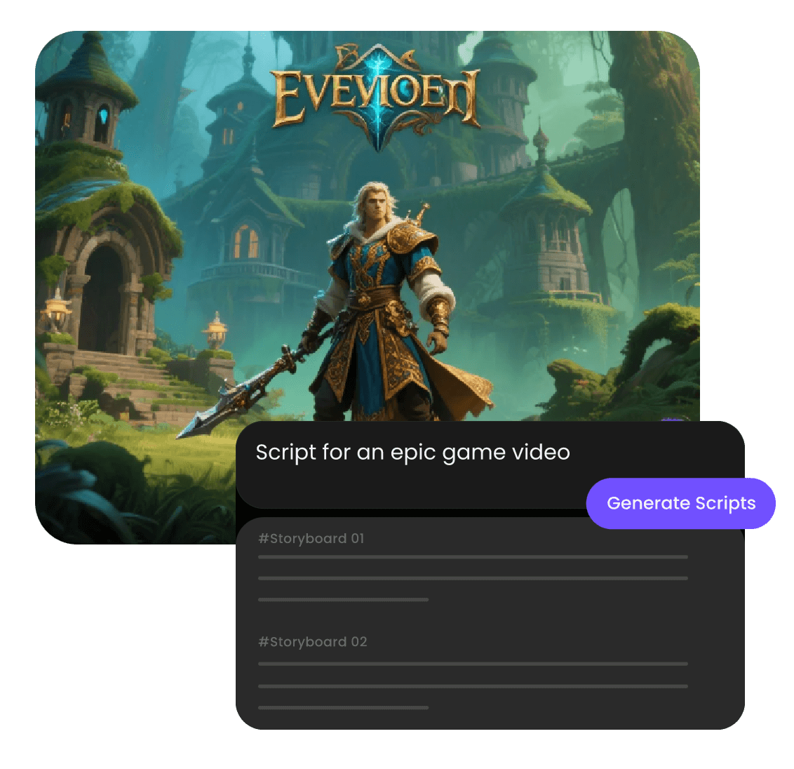 Use ai to craft a game script for an epic game video