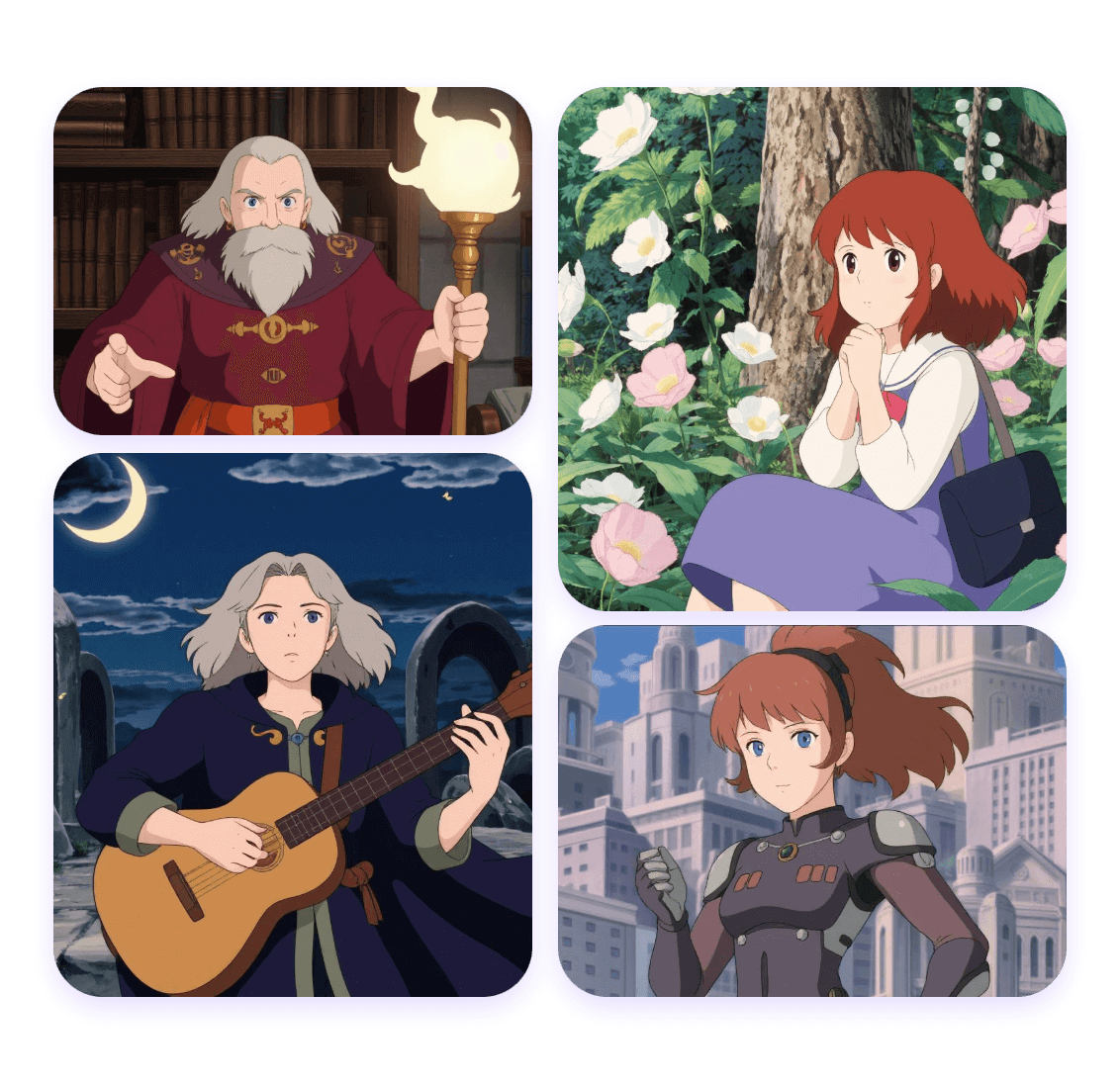 vier Charaktere im Ghibli Stil erstellen