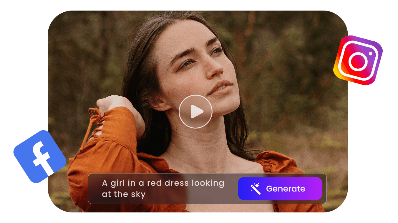 Use ai to generate a reel of a pretty woman for facebook and instagram in clipfly
