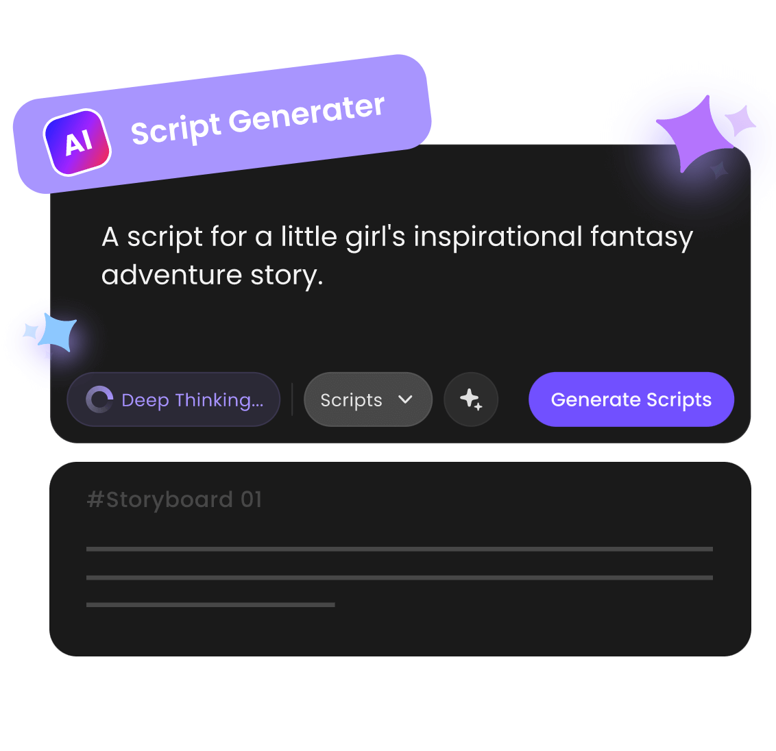 Use ai to generate a script about a fantasy adventure story