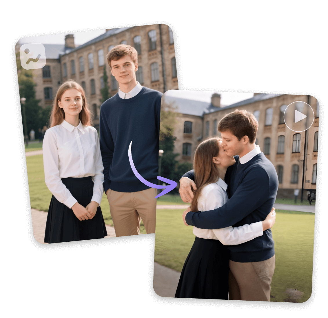 Use ai to make a couple in a group photo hug