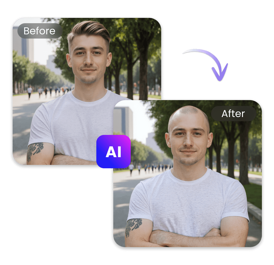 Use ai to make a man bald in one click