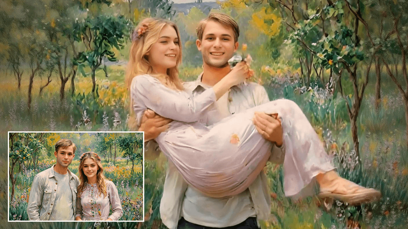 Utilizar a IA para fazer com que as personagens de uma obra de arte façam um transporte de princesa