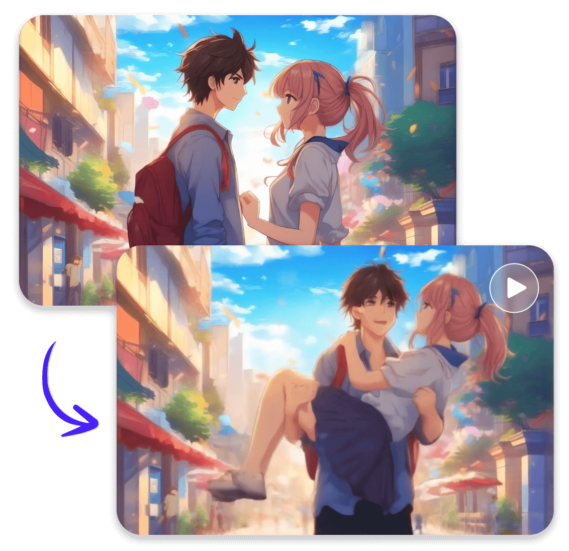 Utiliza a IA para fazer com que duas personagens de anime façam um transporte de princesa