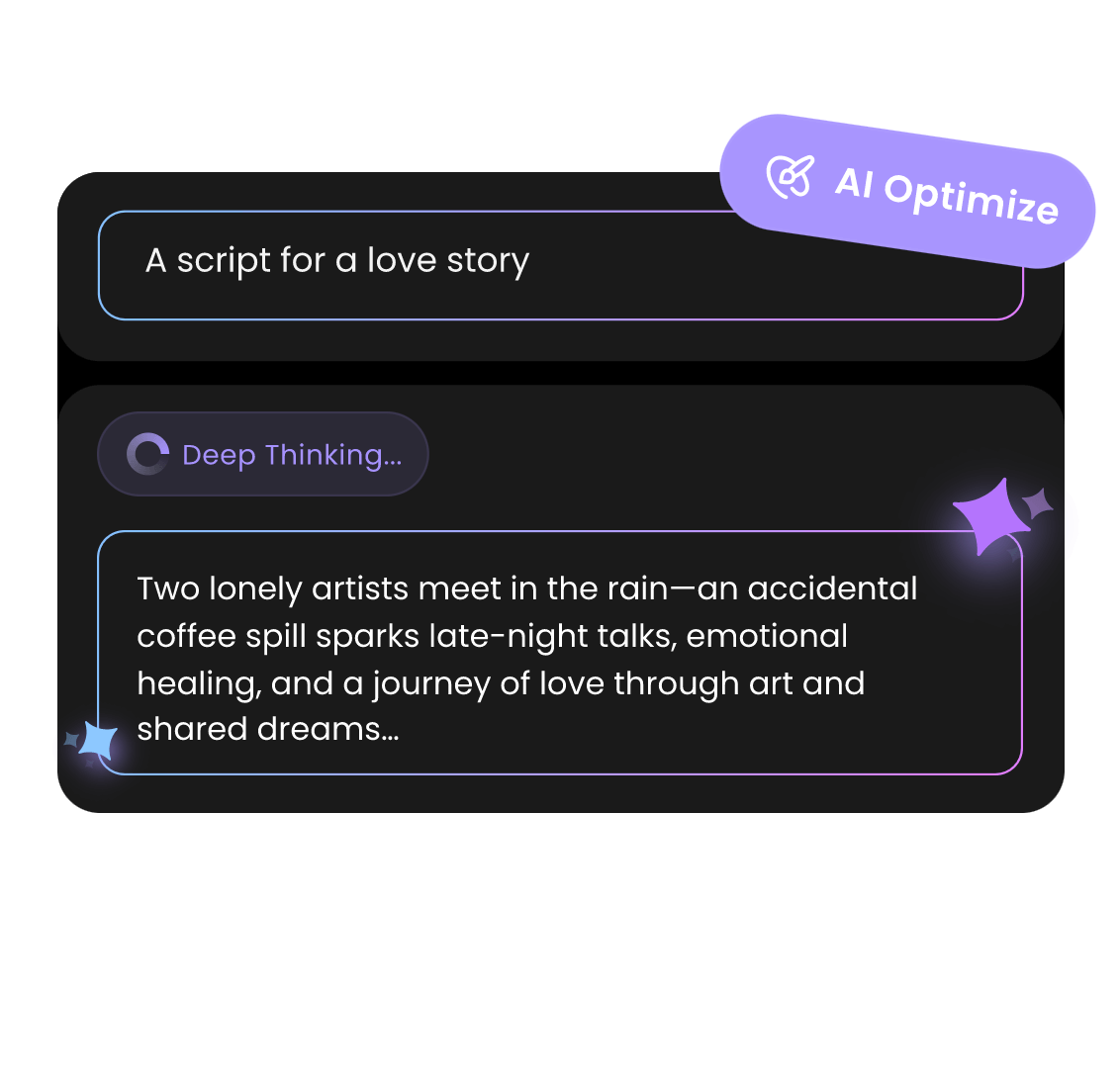 Use ai to optimize ai script about a love story