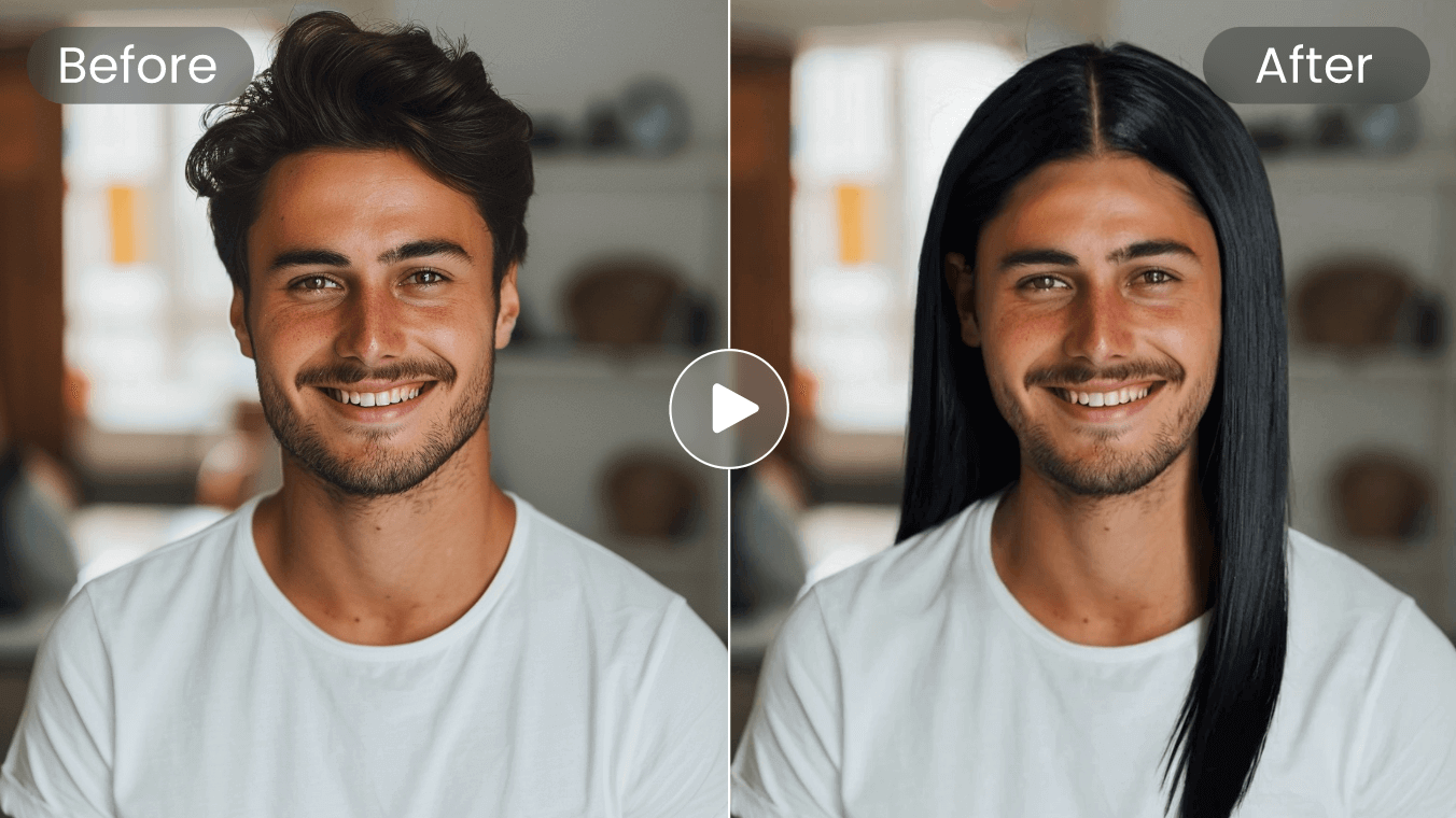 Use ai to transform a short haired boy into a long haired one