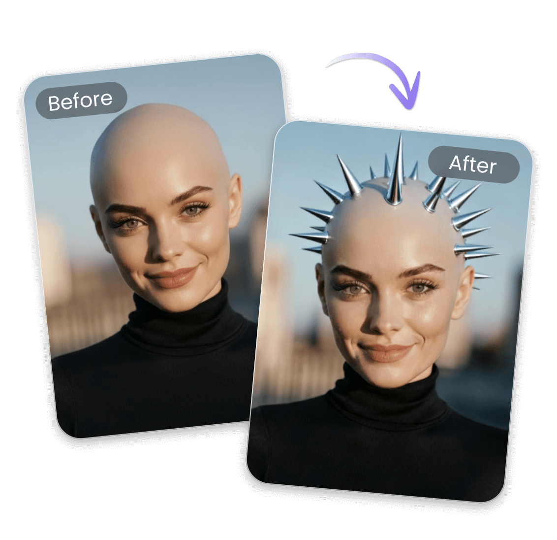 Use bald filter to create an avant garde look for a woman