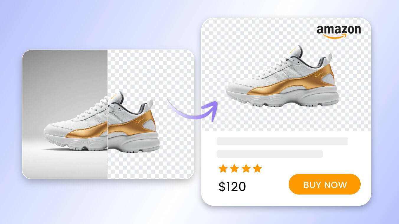 Use clipfly ai white background remover to make a shoe image transparent and apply it to amazon website