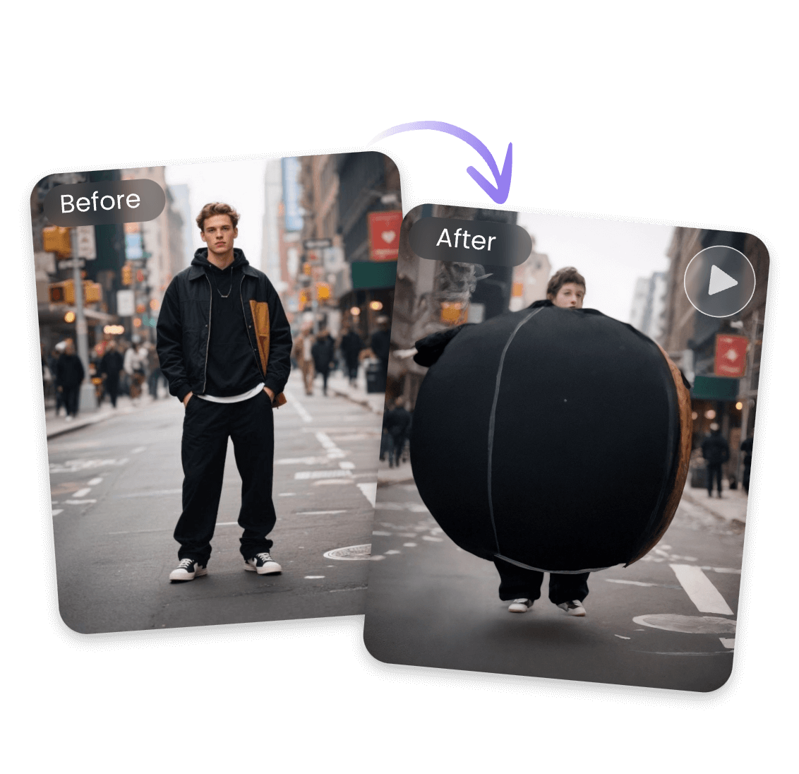 Use clipfly body inflation ai to simulate a deflated balloon