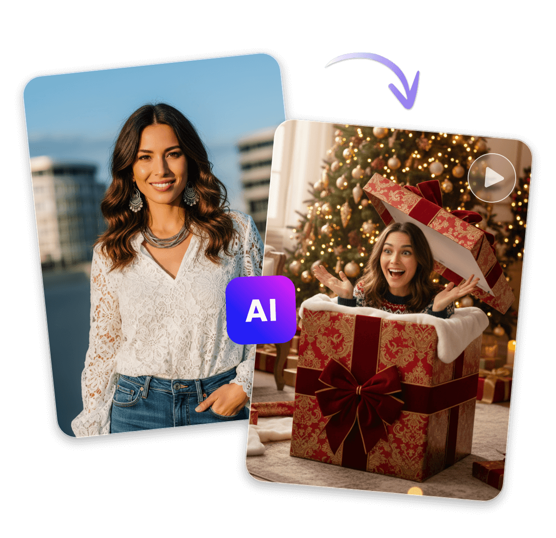 Aus dem Porträt einer Frau ein Weihnachtsvideo generieren