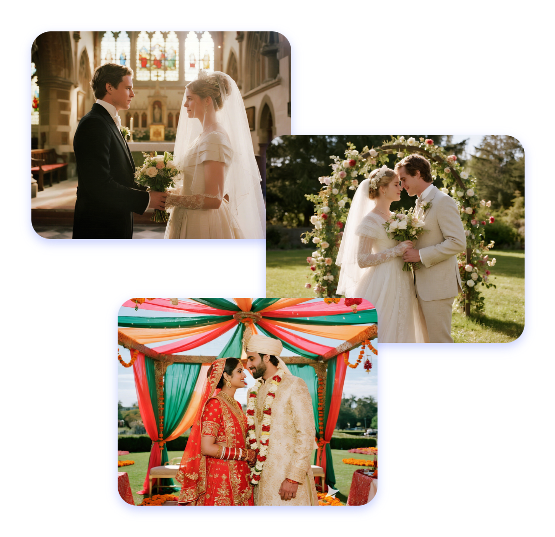 Use clipfly free ai couple photo maker to try on different wedding scenes visually