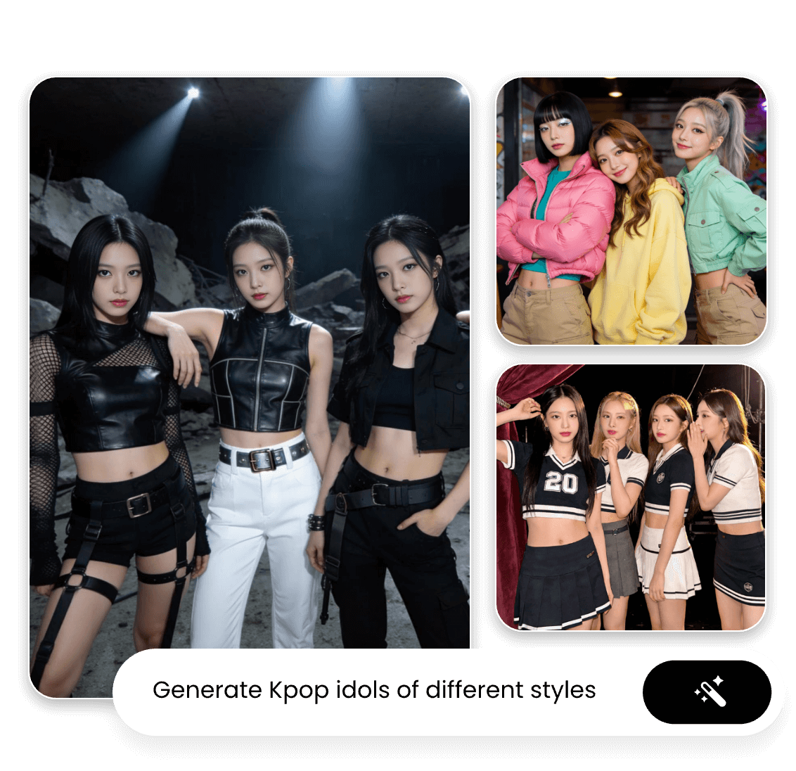 Use clipfly kpop ai generator to turn a text prompt into images of kpop stars in different styles