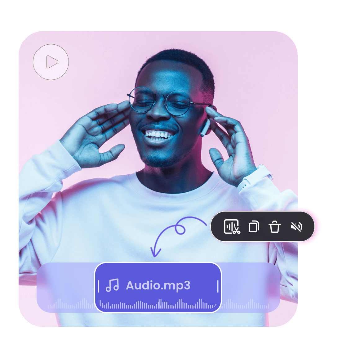 Use clipfly online audio editor to adjust audio for the mans video