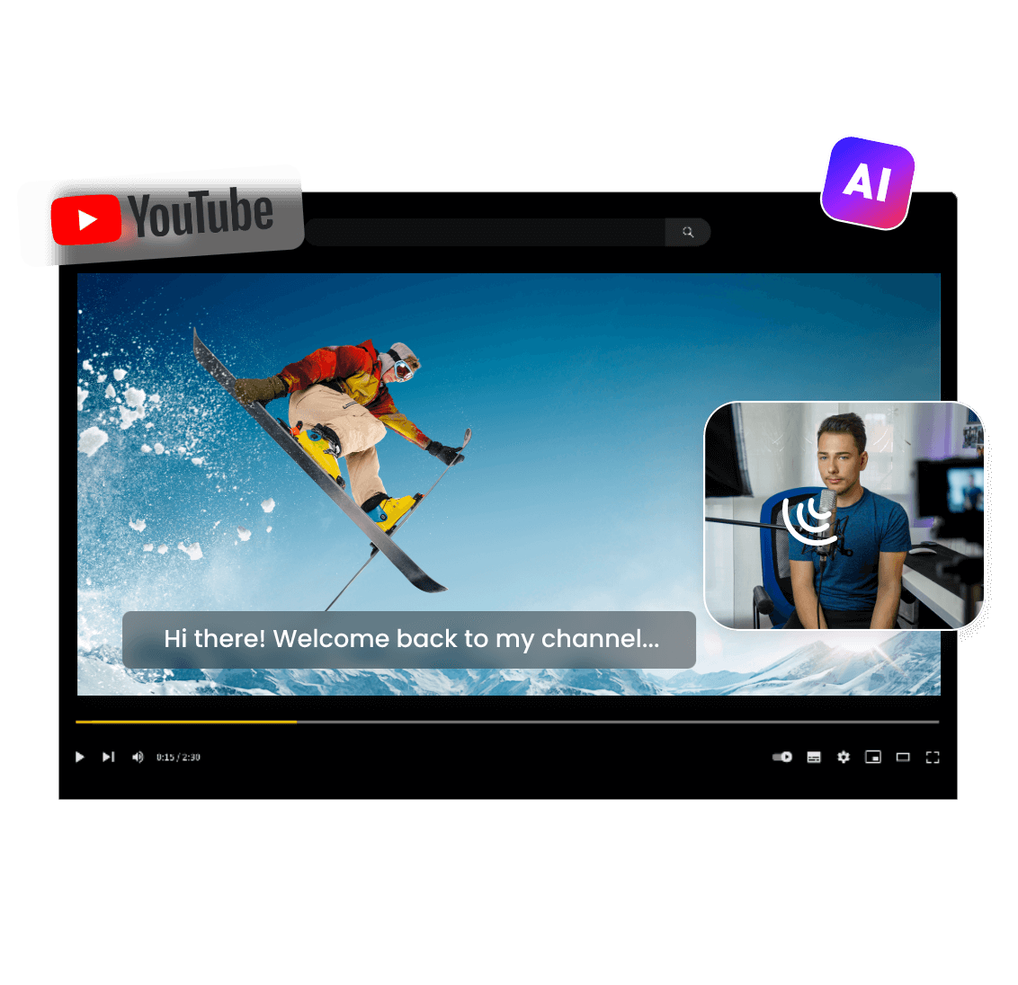 Use clipfly s ai video enhancer and ai talking avatar feature to refine a skating man and an male avatar video