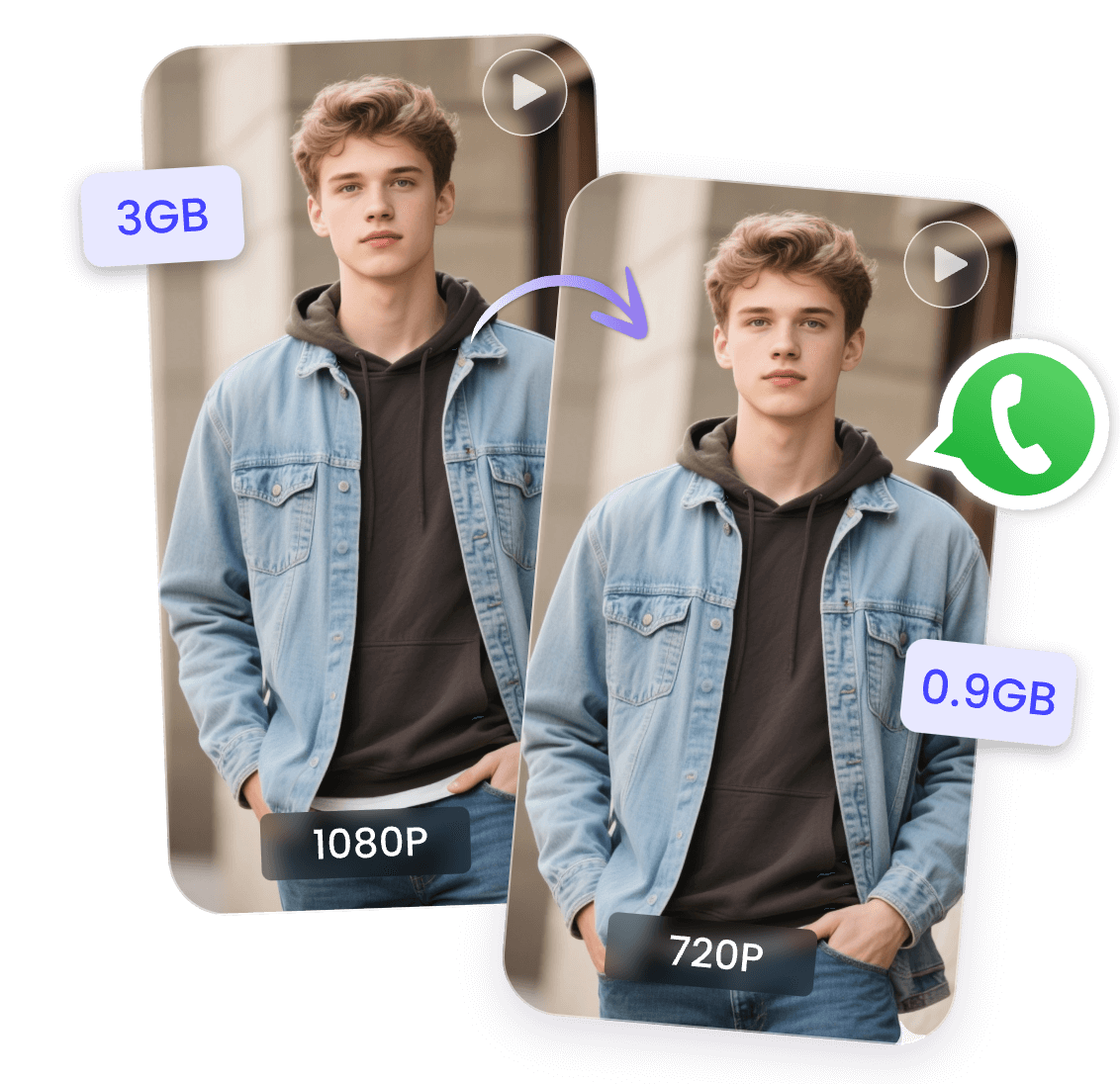 Use clipfly to convert a 3 GB video into 0 9 GB
