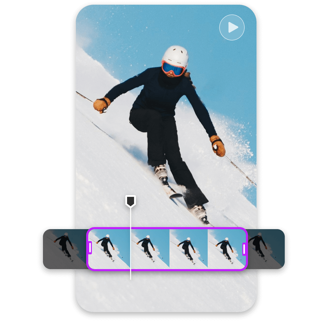 Use clipfly to slip a video of a skiing man