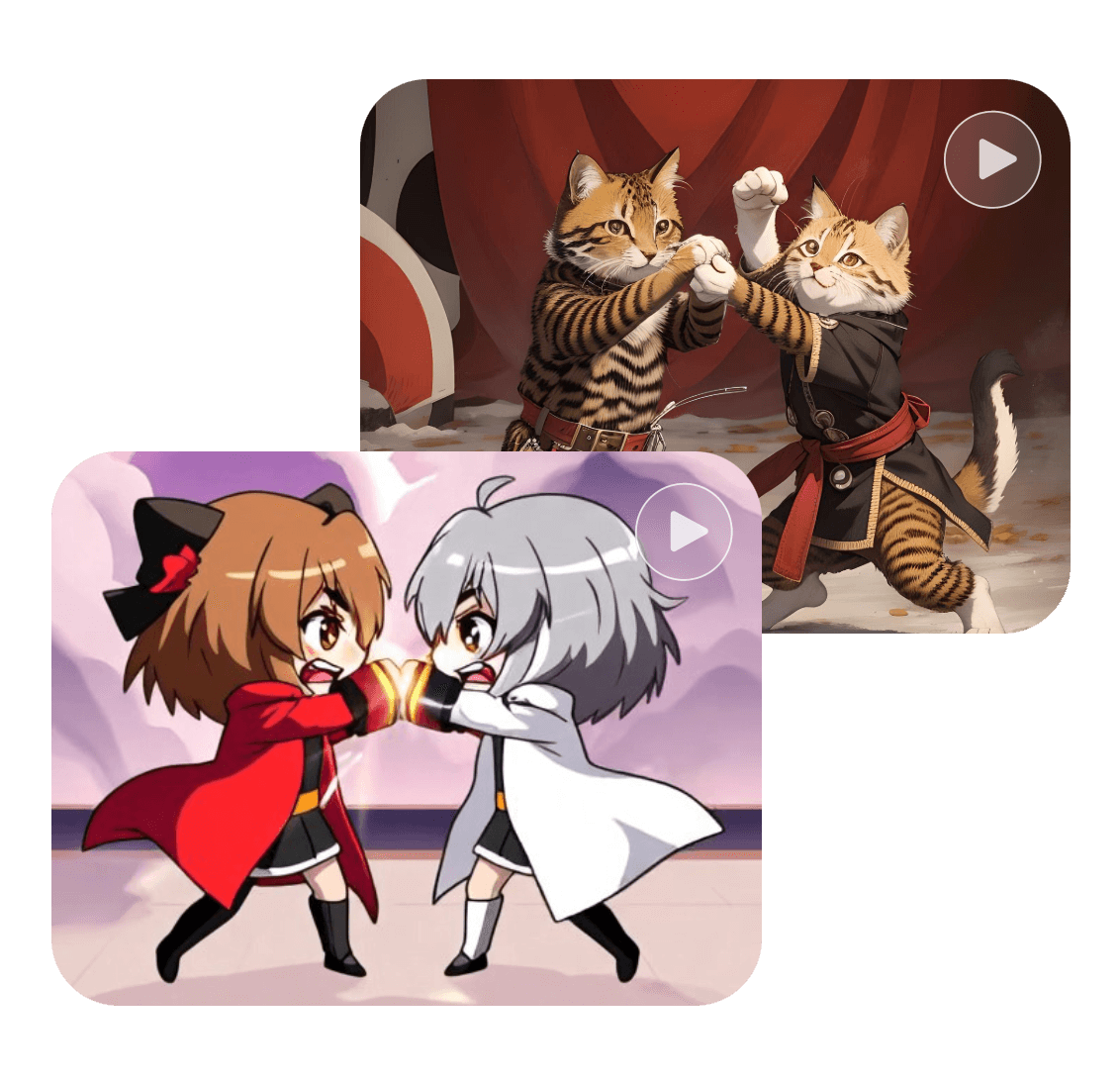 Use o simulador de luta para fazer personagens de anime e dois gatos lutarem como humanos reais para se divertir no clipfly