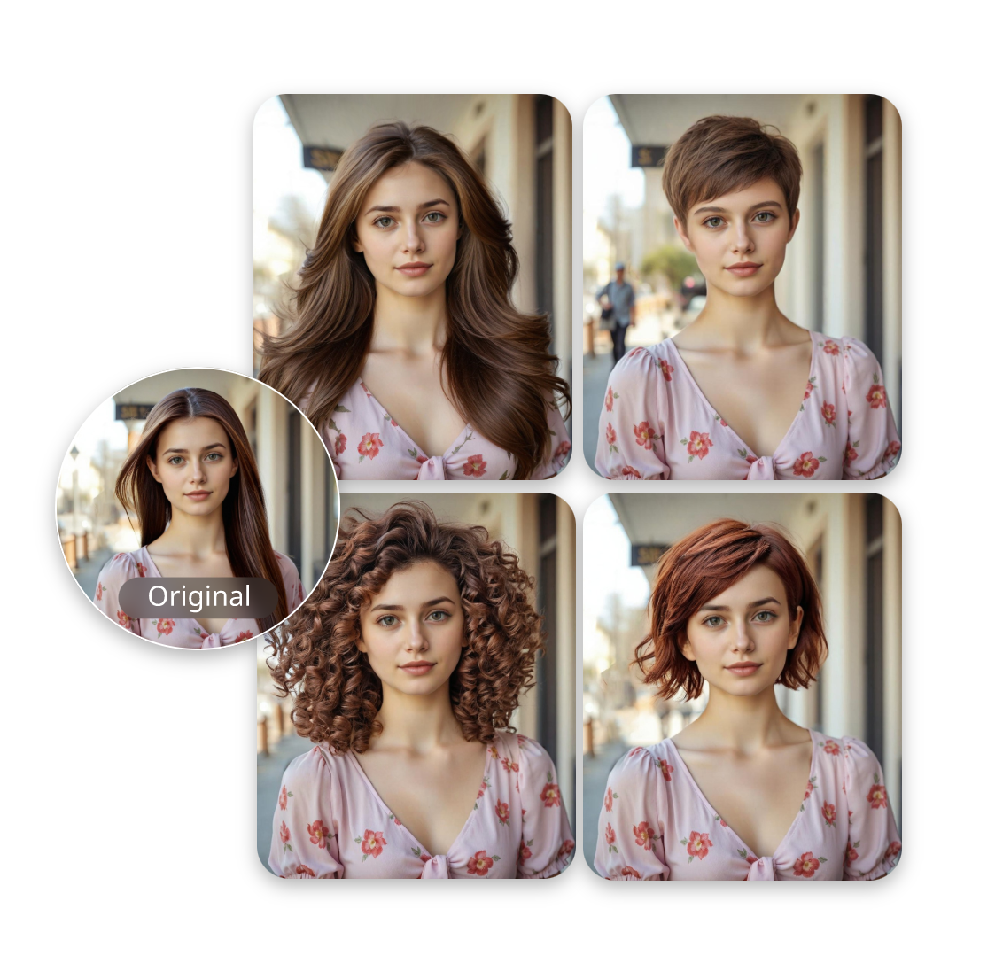 Use fotor ai to generate different styled long hair for a lady with long hair