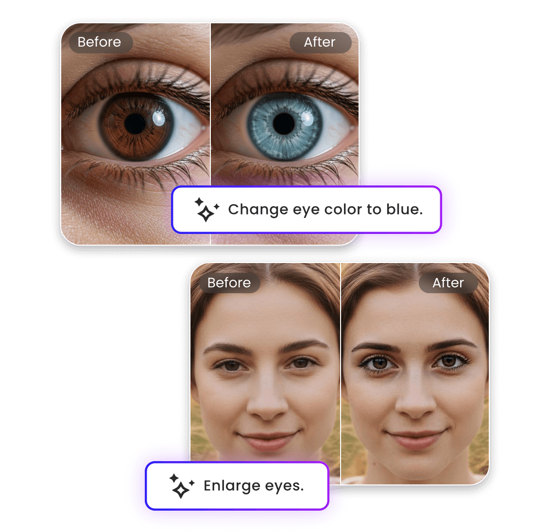 プロンプトを使って目の色を変更し目を大きくする