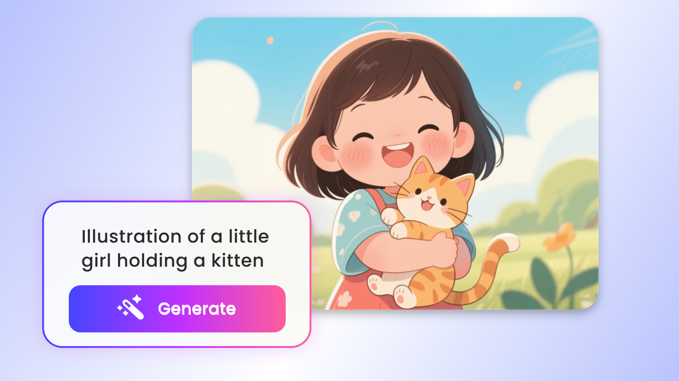 a little girl holding a cut cat in anime style