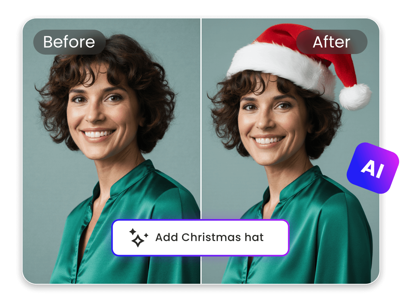 Banner para la página de la función Añadir gorro de Papá Noel a la foto de Clipfly