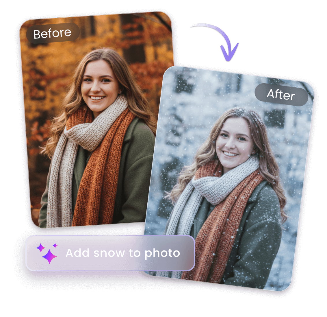 AI雪加工で写真に雪を追加