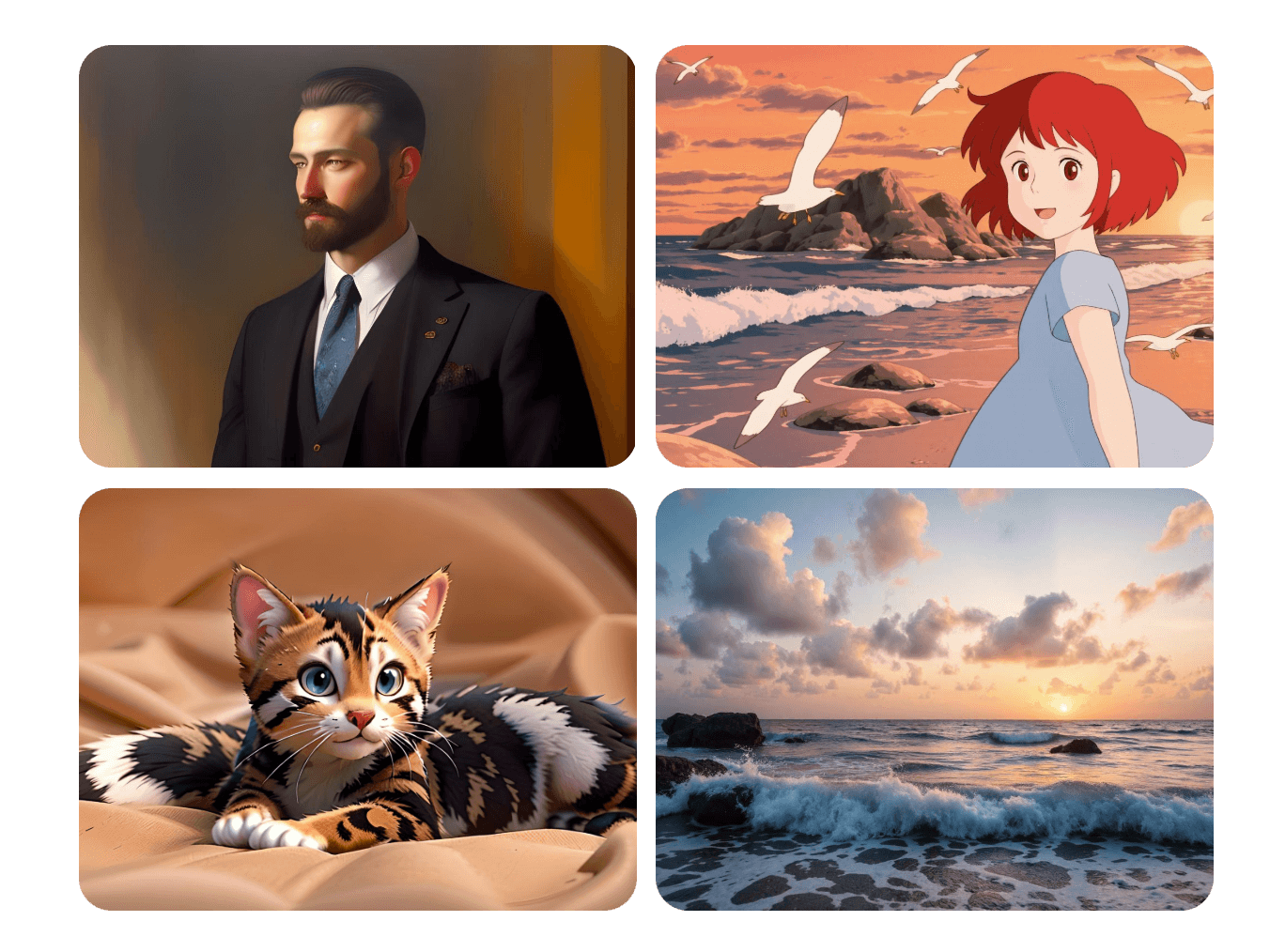 Banner image for clipfly ai art generator with four art style pictures
