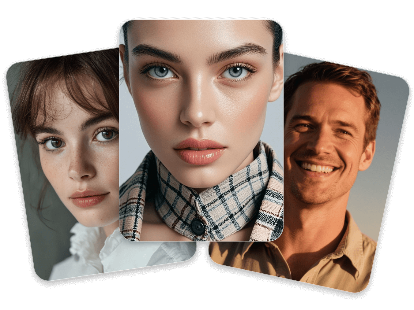 Banner image for clipfly ai human generator featuring three ai portraits