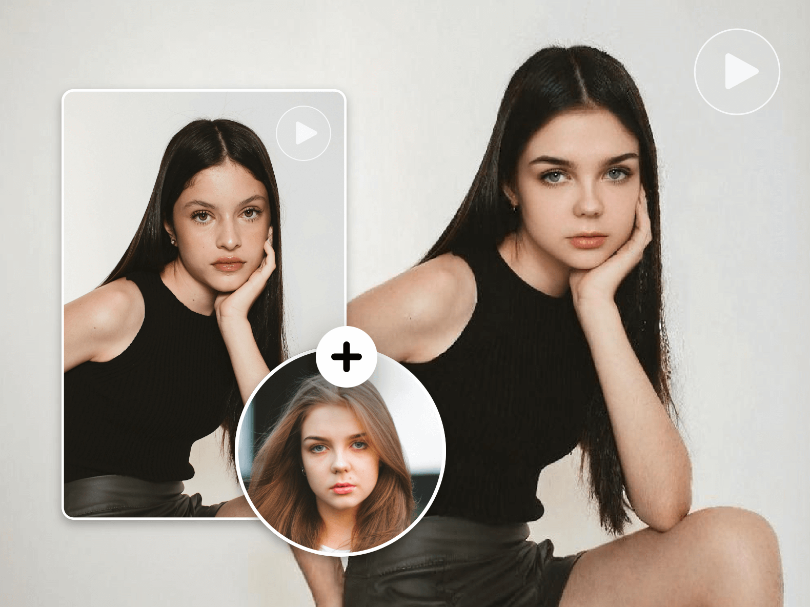 Clipfly face swap video feature page banner image to change two faces of models