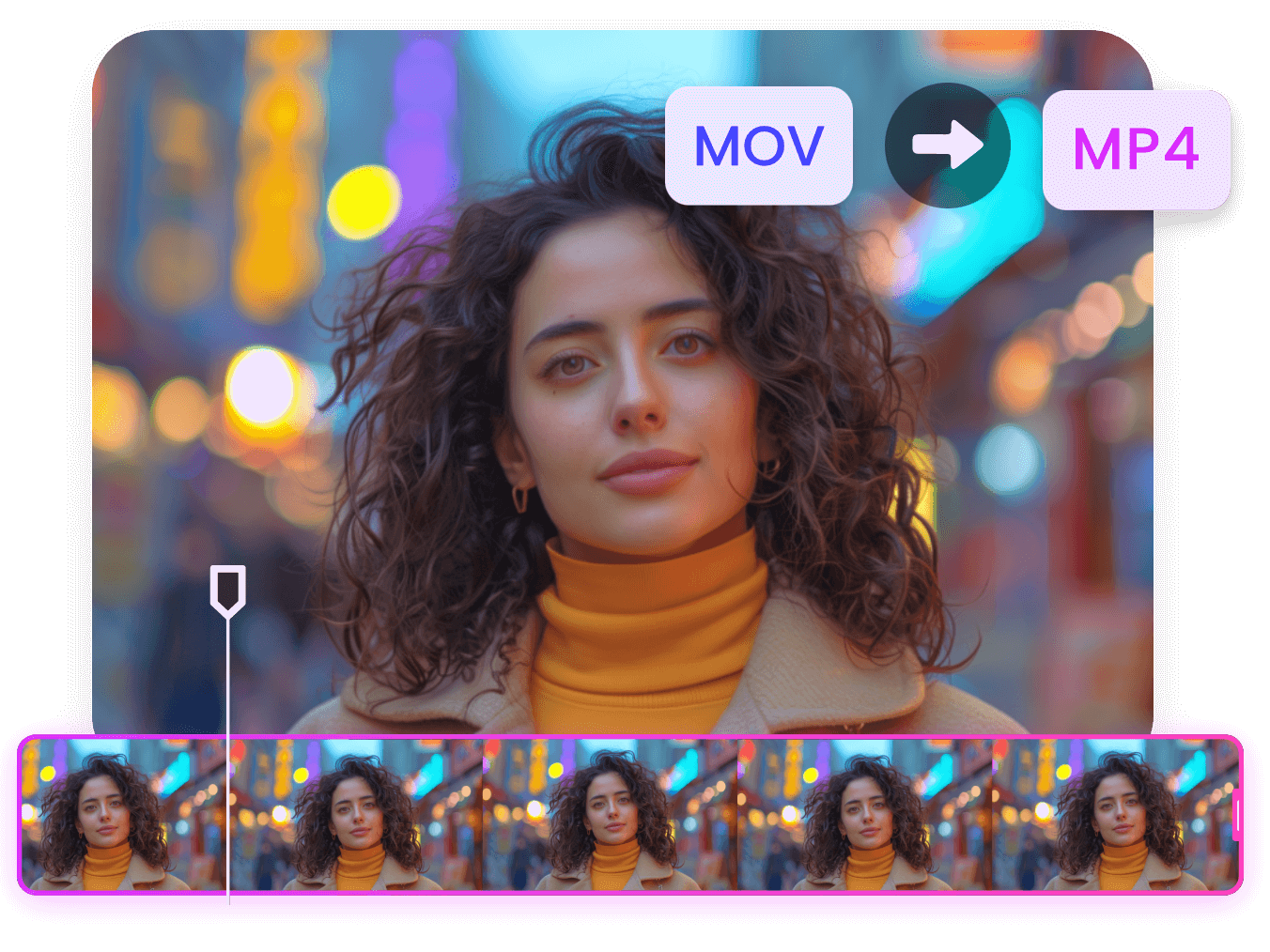 Convert a mov video of a beautiful girl to mp4 format on clipfly