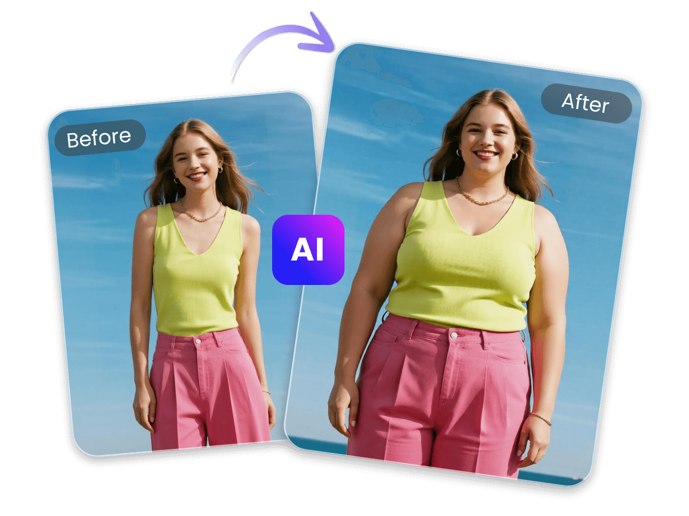 Fatify a girl in vet and shorts with clipfly fat filter