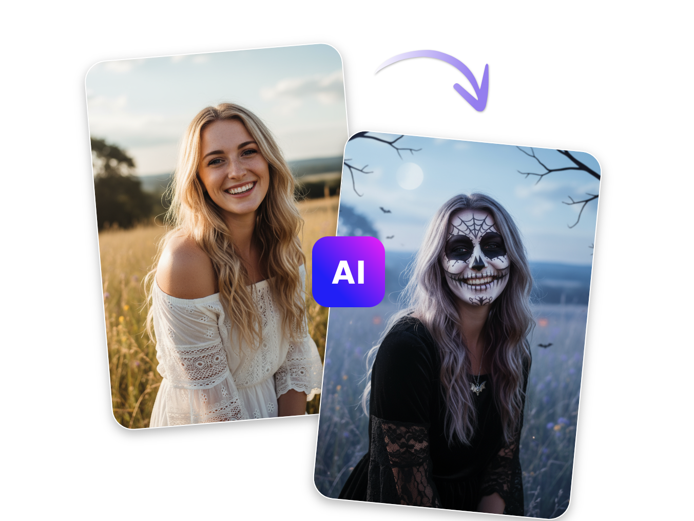 Transformer une femme aux cheveux blonds en un zombie terrifiant avec le filtre photo Halloween gratuit