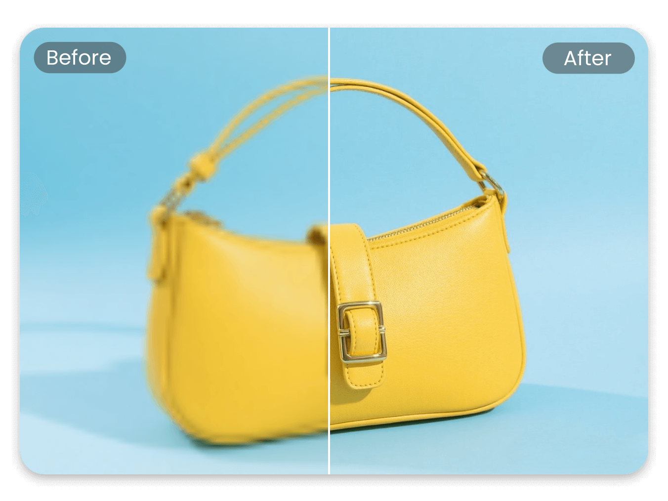 Unblur an image of a yellow bag in clipfly